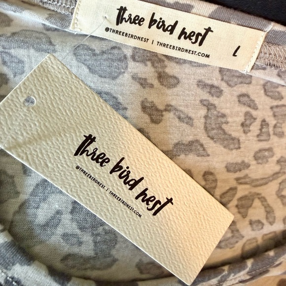 Three Bird Nest Beige and Taupe Leopard Print Tunic - Picture 5 of 5
